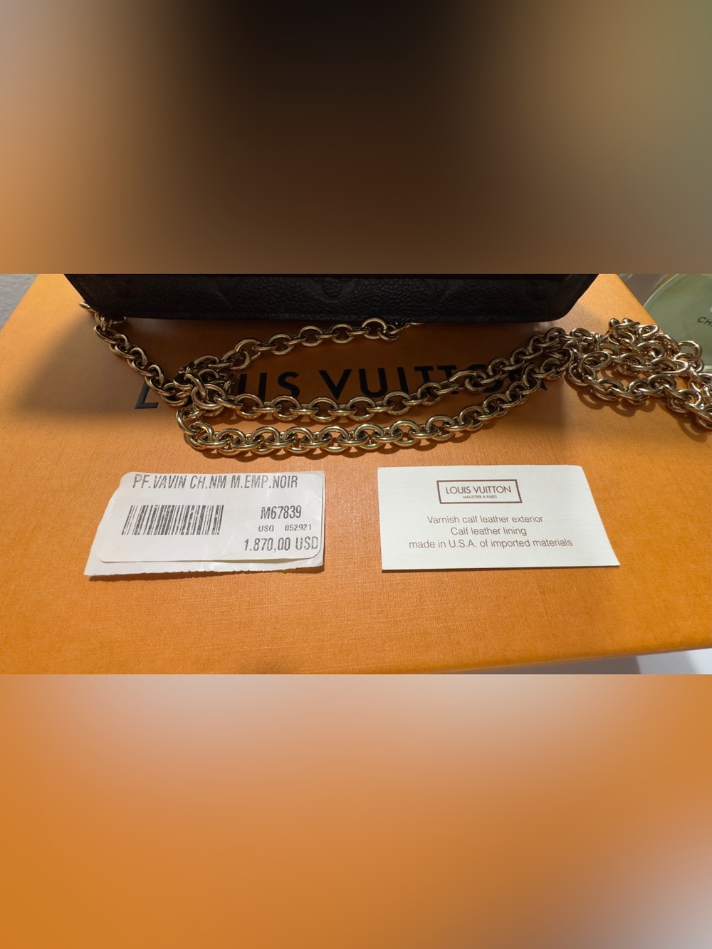 Louis Vuitton Black Leather Wallet with Gold Chain - Picture 14 of 14
